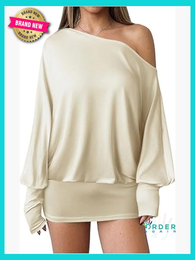 Off Shoulder Long Sleeve Bodycon Mini Dress Y2k Streetwear Party Outfit